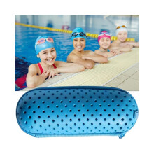 Estuche azul claro para gafas de natación, estuche protector con clip, orificio de drenaje, estuche