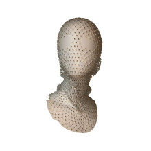 Nätmask med juveler och strass, glittrande karnevalshuvudbonad, nattklubbsaccessoarer för kvinnor, vit