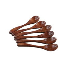 Kleine Holzlöffel, 6 Stück, 13,5 cm, natürliche Suppenlöffel, Esslöffel aus Bambusholz, handgefertigte