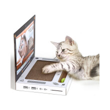 Laptop-Kratzspielzeug aus Pappe für Katzen, interaktives Katzenspielzeug aus Pappe mit „Maus“.