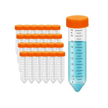 Conical centrifuge tubes 50 ml, 25 polypropylene test tubes, leak-proof screw caps, plastic containers with graduations