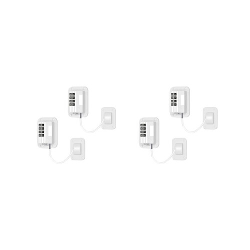 Refrigerator lock with code, 4-pack refrigerator locks, no drilling required, refrigerator locks for refrigerators, wine coolers, window drawers
