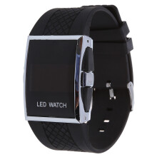 Luxury Men's Red LED Bright Sports Wristwatch Gift Item - Black