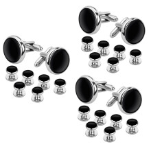 Cufflinks and stud earrings set for tuxedo shirts, business, wedding: 6 cufflinks and 18 stud earrings