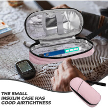 Isolierte Insulin-Reisetasche, tragbarer Medikamenten-Organizer, Reißverschluss-Kühltasche, pink, für Diabetesbedarf