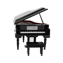 Miniatur-Flügel-Modellbausatz mit Stuhl, Musikinstrument, für die Dekoration von Zuhause oder Büro (Schwarz,