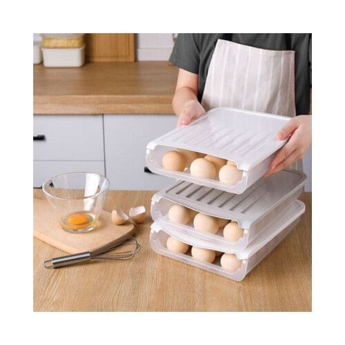 Automatic egg roller, refrigerator vegetable drawer, egg basket, storage container, kitchen storage box, grey 1