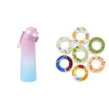 Gradient pinkFlavored water bottle with 7 fragrance capsules Air Water Up Bottle Frosted Black 650 ml Air Starter Pack Water Cup for Camping, Sports,