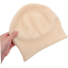 Damen-Wintermütze ohne Rand, weich und warm, gestrickt, lässige Beanie mit Umschlag, für Outdoor-Sportarten wie Skifahren und Laufen, Beige