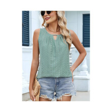 Damen-Tanktops, locker geschnitten, lässig, ärmellos, mit Schlüssellochausschnitt, trendige Sommertops,