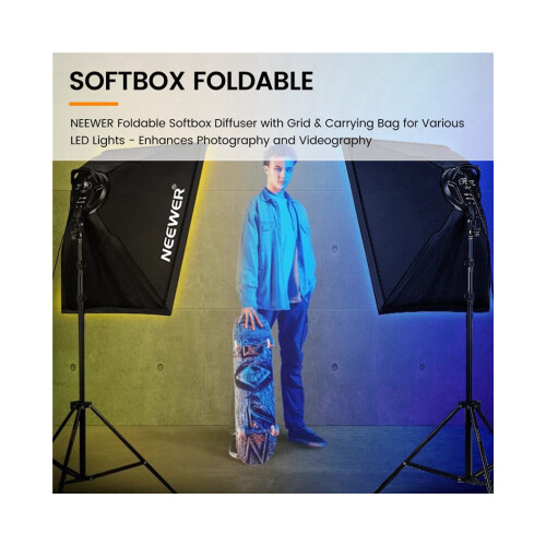 NEEWER Foldable Softbox Diffuser with Grid and Carrying Bag for Various LED Lights - Improves Photography and Videography 1