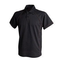 (L, Black/Black) Finden & Hales Mens Piped Performance Sports Polo Shirt