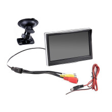 (Red) 5 Inch Car Monitor 16:9 800*480 Screen with 2 Way Video Input TFT LCD HD Digital for Rear View Camera Parking Backup Reverse