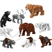 10-Piece City Animal Building Blocks Zoon Character Model Mammoth Sabretooth Tiger Educational Toy