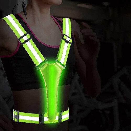 Led Reflective Vest For Safety Adjustable Double-side Led Strips 3 Lighting Modes For Night Walking Jogging 1