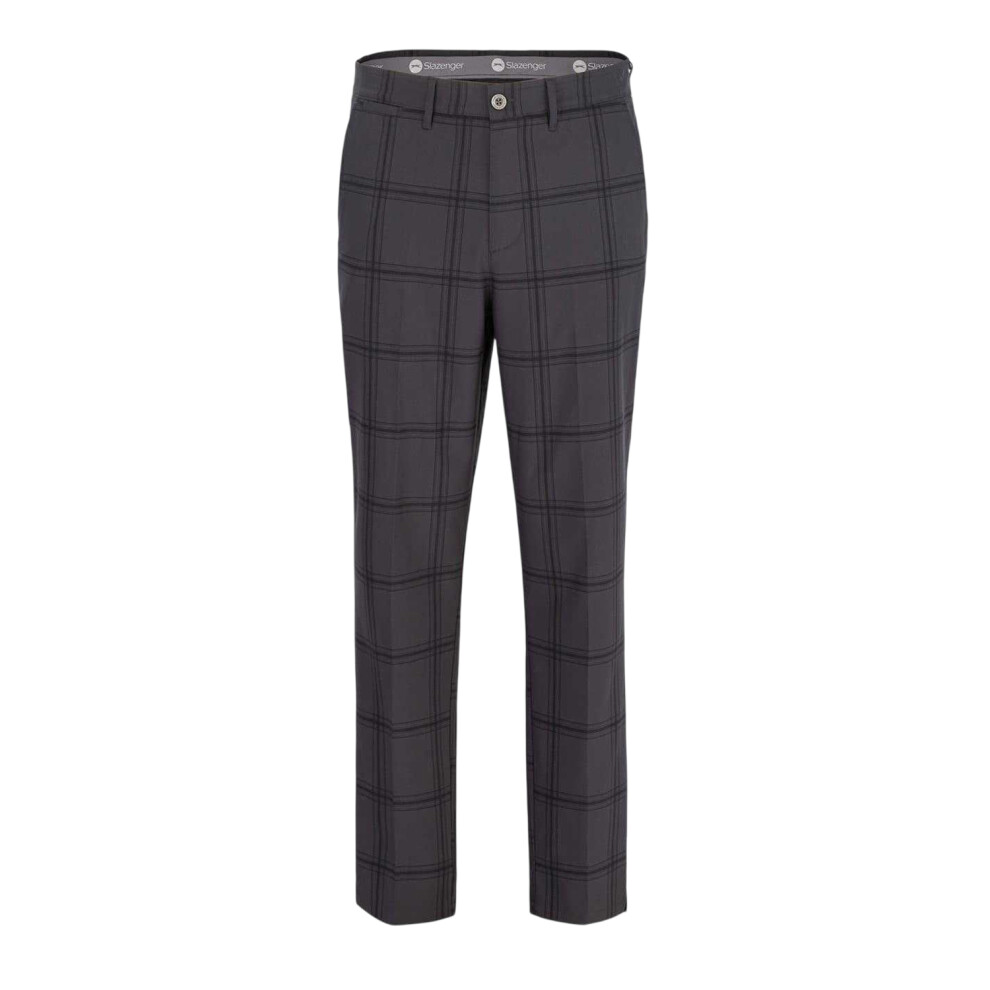 Slazenger (34S, Charcoal) Mens Checked Golf Trousers