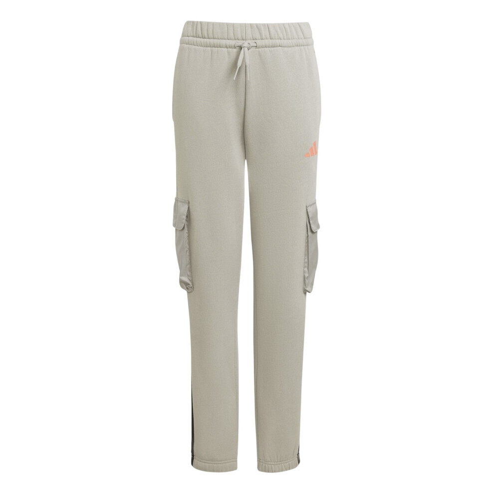 Adidas (7-8 Years, Grey/Coral) Childrens/Kids Utility Fleece Joggers
