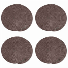 Round Braided Placemats Set of 24 Table Mats for Dining Tables Woven Washable Non-Slip Place Mats 15 Inch(Brown)