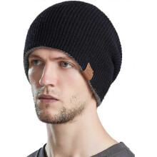 Berretti in maglia da uomo, caldi invernali, reversibili, grigio e nero, unisex, morbidi, spessi, con lavorazione a trec