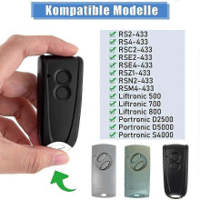 2 telecomandi per apriporta garage per EcoStar RSC2-433 RSE2-433, RSZ1-433, telecomando portatile per cancello f