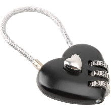 Lucchetto per coppie, lucchetto di sicurezza a combinazione a 3 cifre a forma di cuore (nero)