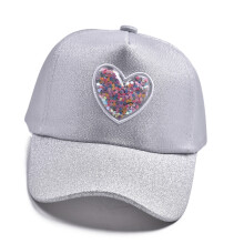 Cute Heart Pattern Baseball Cap For Kids Polyester Fabric-Gray