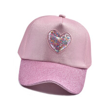 Chapeau de baseball pour enfants avec paillettes de coeur-Rose