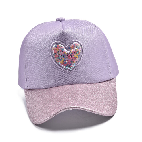 Kinder-Baseballkappe mit glitzerndem Herz-Design,-Lila