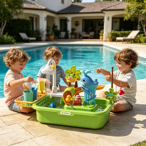 Creative Water Activity Toy With Customizable Height And-Blue 2