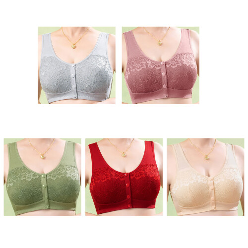 Comfortable Front Close Cotton Bra Wirefree-Rose red 46 105 1