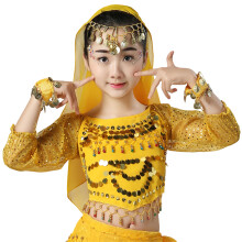 Costume de danse du ventre, t-shirt Ă manches longues,-Jaune