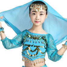 Costume de danse du ventre, haut court Ă manches-Lac Bleu