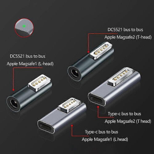 Bærbar konvertering Type C/DC5.5 magnetisk Pd-adapterpluggkonverter for Magsafe2