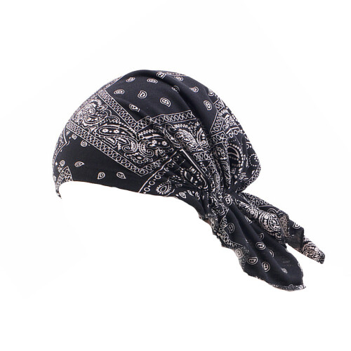 Elastisk bomulls trykt hodeplagg lue - Komfortabelt hodeplagg for kvinner Black 2
