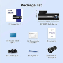 (M300 without GPS, No TF card) AZDOME M300 1296P Dash Cam WIFI English Voice Control Car DVR Mini Dashcam Night Vision G-Sensor 24H Parking Monitor