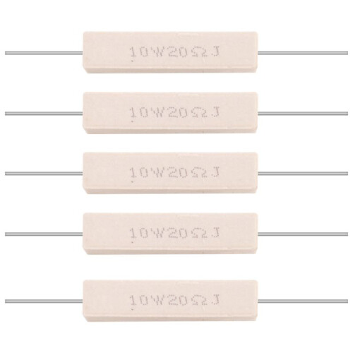 5x 10W 20 Ohm 5% Wirewound Ceramic Cement Resistor 10 Watt