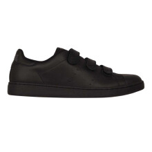 (9 UK, Black/Black) Lonsdale Mens Leyton Triple Strap Flat Trainers