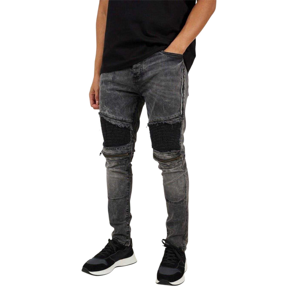 Brave Soul (30R, Black) Mens Washed Denim Jeans