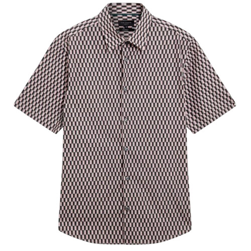 Ted Baker (L, Pink) Ted Baker Mens Geometric Regular Shirt
