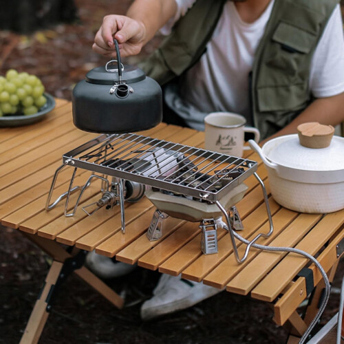 Campinggrill Grillstativ Justerbar Høyde Rustfritt Stål Sammenleggbar 2