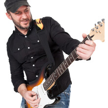 Ersatz-Gitarrengurt, gelb mit Flammenmuster, Polyesterleder, Bassgitarrengurt, einfach zu montieren und abzunehmen, dekorativ