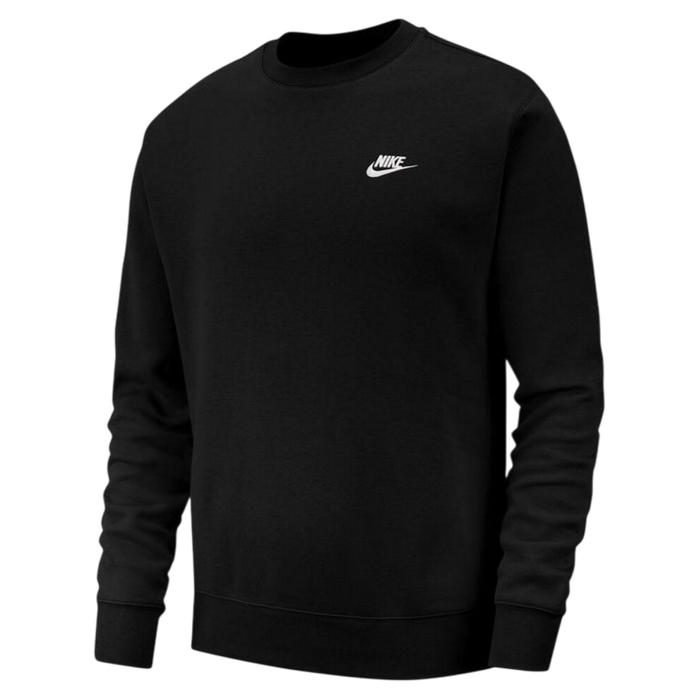 Nike (L, Black) Mens Club Logo Crew Neck Sweatshirt