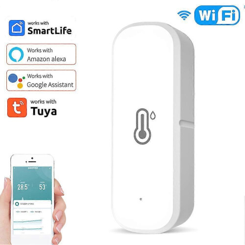 Sensor Inteligente de Temperatura e Humidade Wi-Fi para Casa, Termómetro Conectado, Compatível com Assistente de Voz e A 1