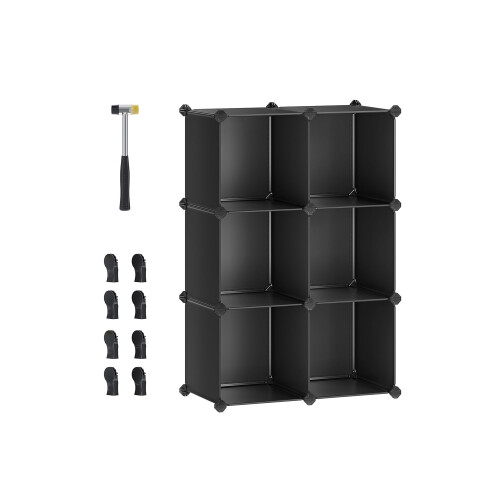 6-Cube Storage Organizer - MDF - Ink Black - Interlocking Design