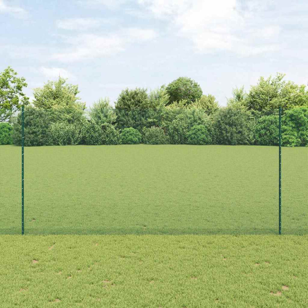 Vidaxl Welded Wire Fence With Post 25 X 1.6 M Pvc-Coated Steel Green