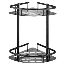 (Black 2 Layer) Bathroom Shelves No-Drill Corner Shelf Shower Storage Rack Holder Toilet Organizer Bathroom Accessories Bathtub Rack With Hook