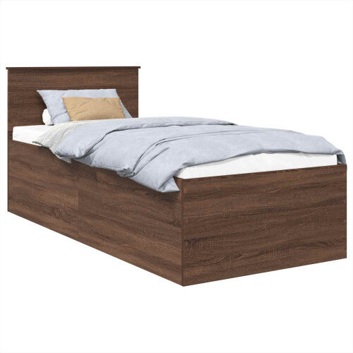 VidaXL vidaXL Bed Frame with Headboard Brown Oak 75 x 190 cm Engineered Wood 2