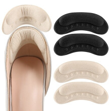 Fersenpolster aus Knochenmaterial (2 Paar) – Selbstklebende, rutschfeste und stoßdämpfende Einlagen für High Heels, Schwarz + Hautfarben