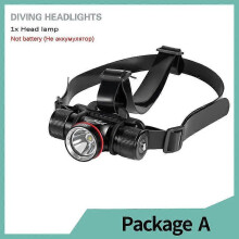 (PACKAGE A) Super Scuba Diving Headlamp 100 Meters Waterproof Ipx8 Xm-l2 Led Torch 18650