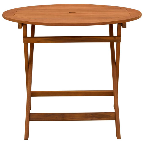 VidaXL vidaXL Folding Garden Table Brown Ø 90 x 75 cm Solid Eucalyptus Wood 2